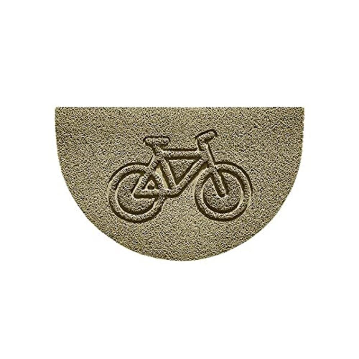 Nicoman Embossed Halfmoon Half Circle Door Mat Dirt-Trapper Jet-Washable Doormat 70x44cm (Beige, BIKE Shape) - Use Indoor or Sheltered Outdoor