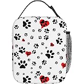 XLinTech Dog Paws Print Lunch Bag for Women Men Zippered Lunch Box For Travel Work Picnic Beach Adjustable Strap Insulated Adults Lunchbox