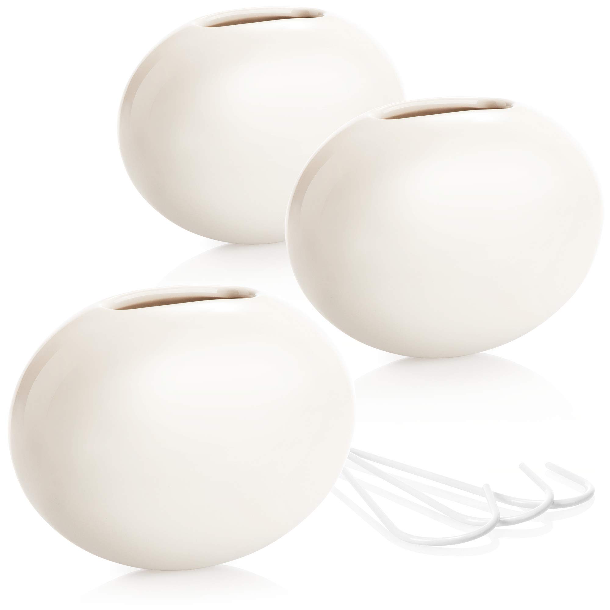 COM-FOUR® 3x ceramic air humidifier - radiator evaporator for humidifying the room air - heating evaporator in oval shape, white (03 pieces - oval)