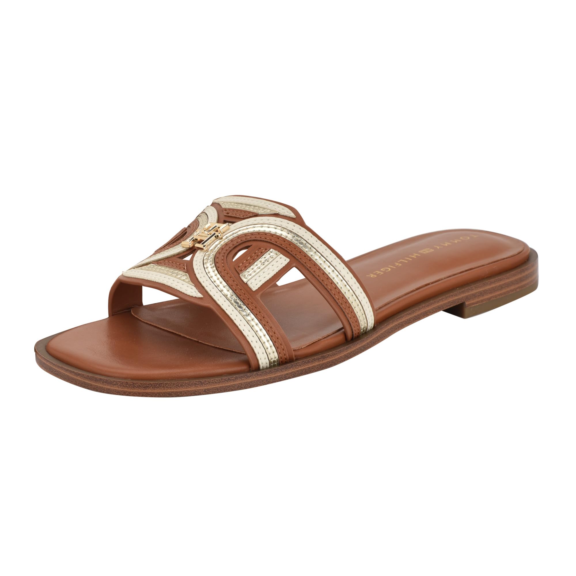 Tommy Hilfiger Women’s Tressi Sandal, Medium Brown/White 210, 5.5