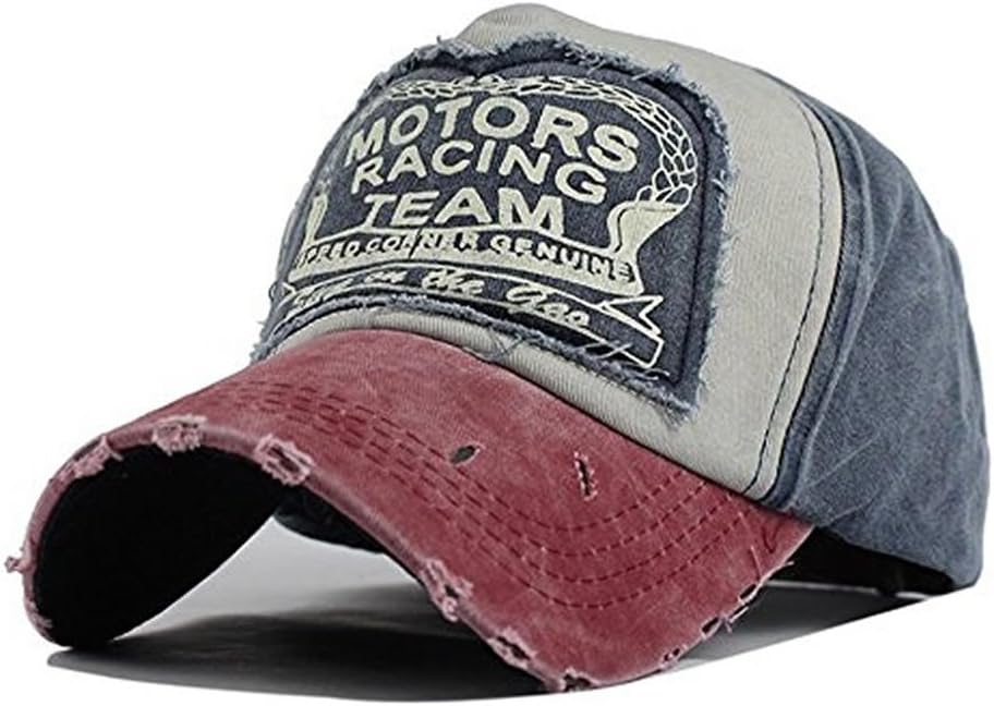Xuzirui Vintage Washed Denim Cotton Motors Racing Team Baseball Cap Motorcycle Patchwork Hat Dad Hat