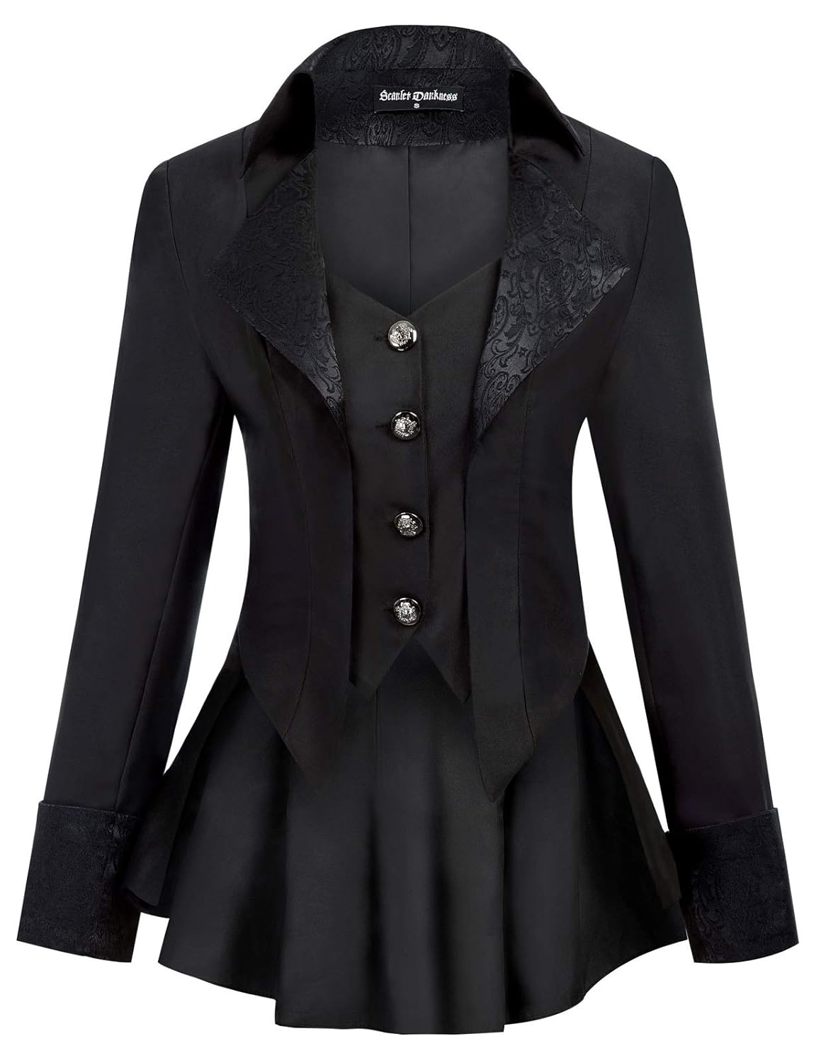 Steampunk Costumes, Outfits for Women SCARLET DARKNESS Womens Gothic Jacket Vampire Riding Tail Coat Renaissance Costume False 2pcs $41.90 AT vintagedancer.com