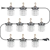 NS 100ft LED Construction String Lights, 150W 15000lm LED String Work Lights, Temporary Work Lights Linkable Industrial String Work Lights with Hook for Jiobsite, Outdoor Lighting (10)