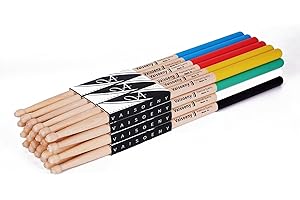 Vaisoeny Drum Sticks with Non-slip Rubber handle,7A Drumsticks for Adults,12 Pairs Classic Maple Wood Drumsticks for Kids, Pr