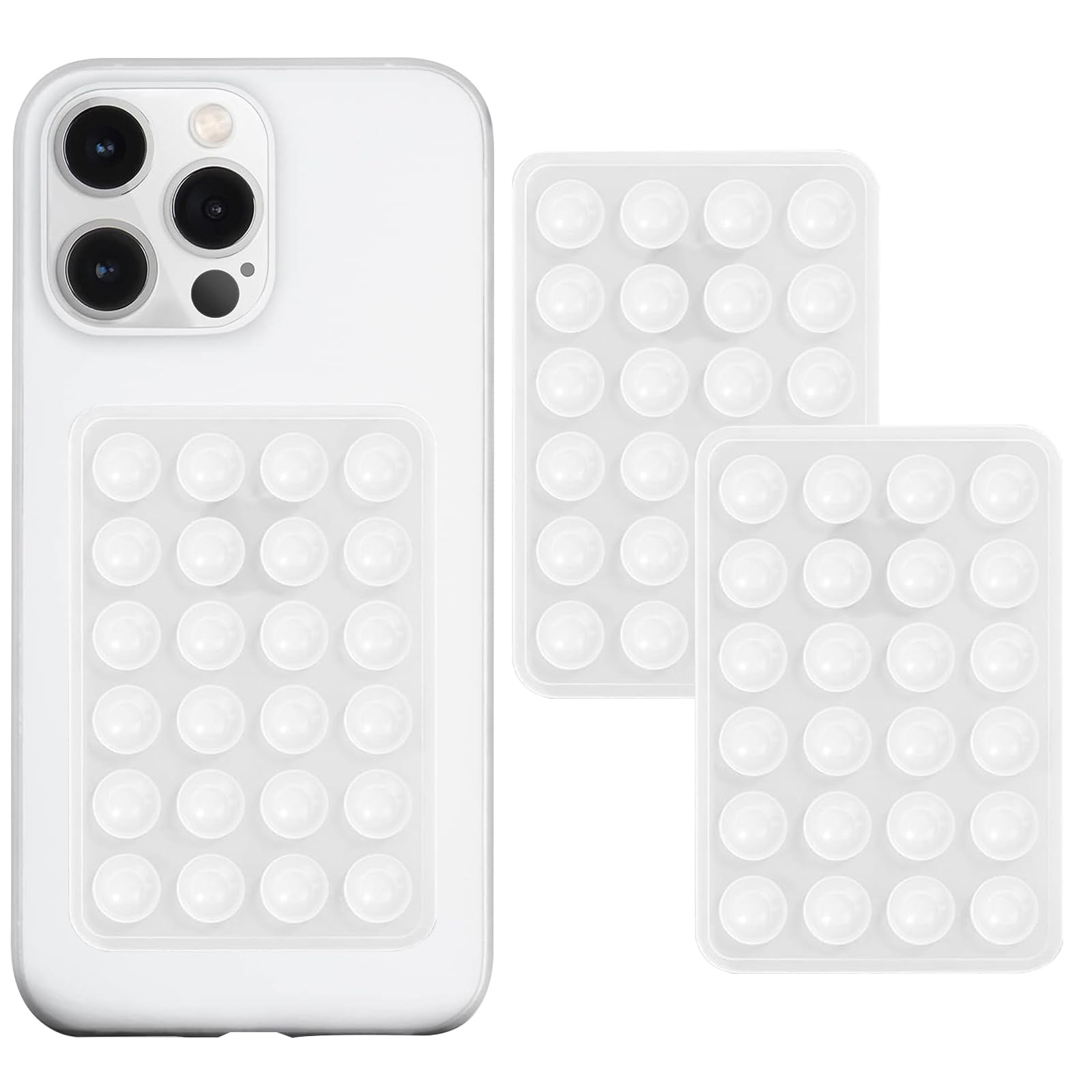 Photo 1 of Anteel 2 Pack Silicone Suction Phone Case Mount, Silicon Adhesive Suction Cup Phone Mount, Non Slip Sticky Phone Grip for Cellphone, Strong Grip Holder for Selfies and Videos (Translucent)