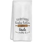 COWEB Uncle Gifts Kitchen Towels, Uncle Birthday Gifts from Niece Nephew, Best UNC Gift Decorative Dish Tea Hand Towels for Kitchen, 16x24 Inches