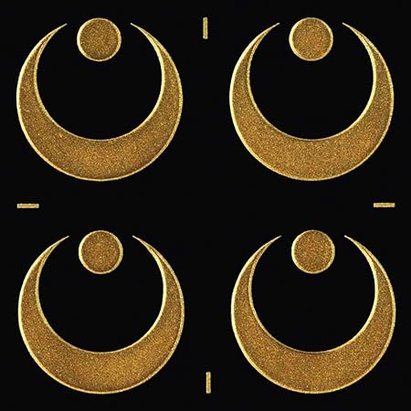 Amazon Co Jp 家紋 蒔絵シール 家紋ステッカー 真向き月に星 Gd 24mm 金 4個付 おもちゃ