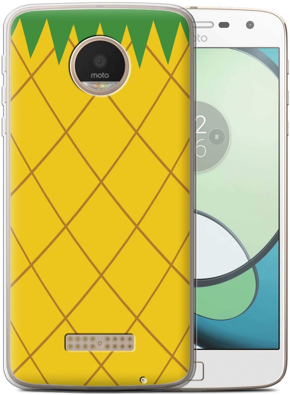 Phone Case for Motorola Moto Z Play/Droid Fruit Trend Summer Cartoon Cute Pineapple Design Transparent Clear Ultra Soft Flexi Silicone Gel/TPU Bumper Cover