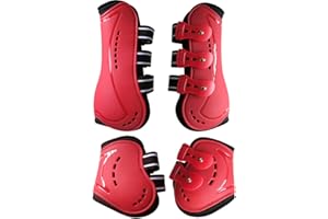 Wandrola Horse Boots Open Front Jumping Tendon Sport Boots, Hind Fetlock Boots, Secure Leg Protection, Classic Breathable Equine Supplies, Set of 4