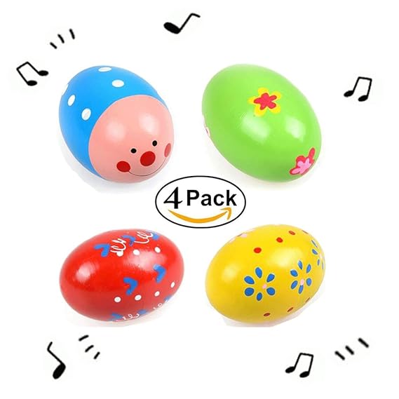 SIMUER Oeufs de Percussion en Bois Percussion Musical Easter Maracas