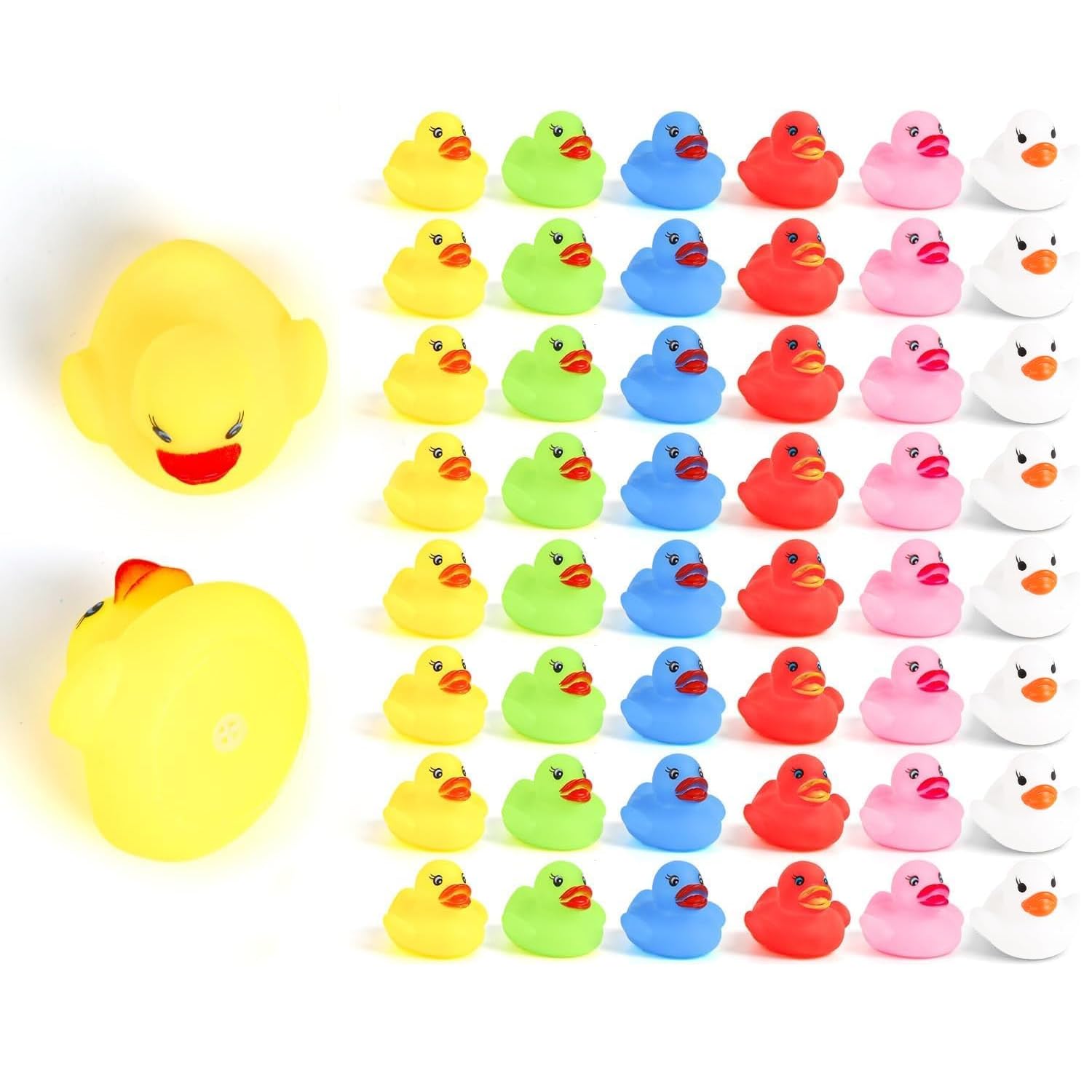VEYLIN Rubber Ducky, 50pcs Colorful Rubber Duckys Bath Toy for Kids Float and Squeak Mini Yellow Ducks Bathtub Toys for Shower