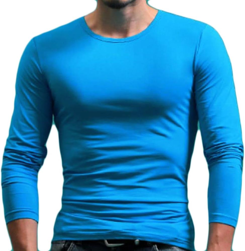 Comfy Sudadera de algodón para Hombre, Manga Larga, Cuello Redondo, Azul (Sky Blue), US X