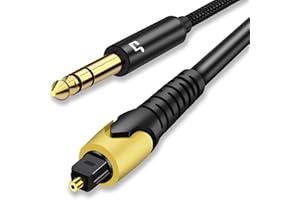 ESWN DNXB 192KHz DAC Optical to 6.35mm TRS Stereo Converter,Optical Audio Cable to 1/4" AUX Cable Adapter,Digital to Analog Audio Converter for HDTV DVD Set-top Boxes(Unidirectional O-ptical to 1/4")