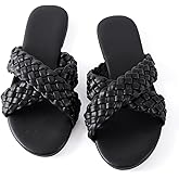 Mtzyoa Women Flat Sandals Braided Leather Crossover Nude Dressy Fashion Evening Party Wedding Sandals