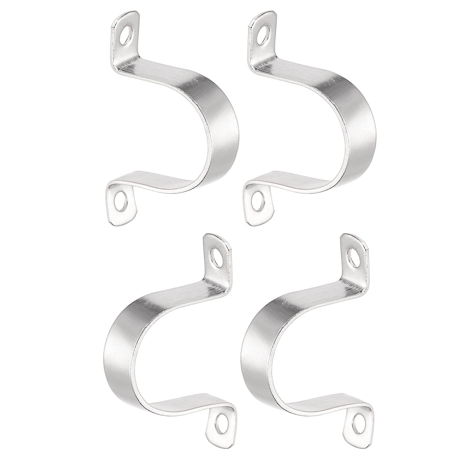DTGN 19mm(W) Two Hole Strap - 4Pack - Good for Industrial 50mm Dia Pipe Fixing - 304 Stainless Steel Rigid Pipe Strap Clamp - Silver Tone