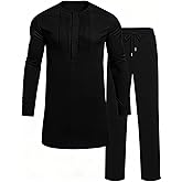 OYOZONE Mens African 2 Piece Set Dashiki Suit Pleated Snap Button Outfit | Nigerian Traditional Shirts and Pants, African Dashiki Suits Attire for Men, Long Sleeve, Pleated Design, Snap Button