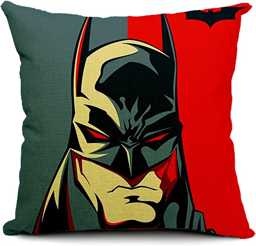 Batman Cotton Linen Decorative Throw Pillow Case Cushion Cover, 17.7" x 17.7"