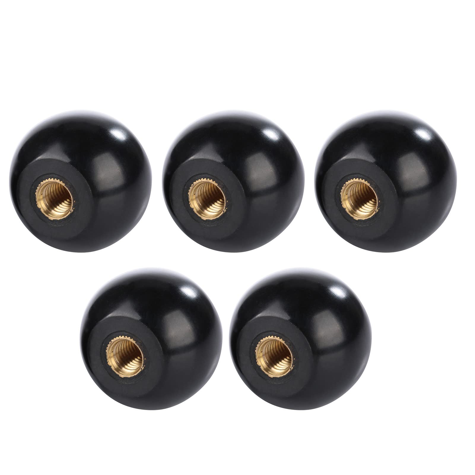 5Pcs Bakelite Ball,Black Round Ball Bakelite Lever Knob M8*32 Machine Tool Replacement (Embedded Copper Nut)
