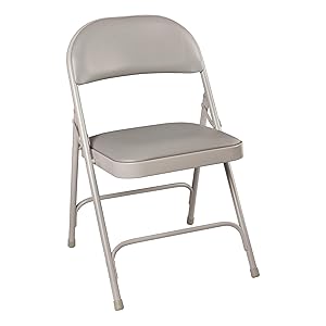 Norwood Commercial Furniture Series Folding Chair with Vinyl Upholstered Seat and Back, Gray, NOR-SRO593-VGR-SO 6600 (Pack of 4)
