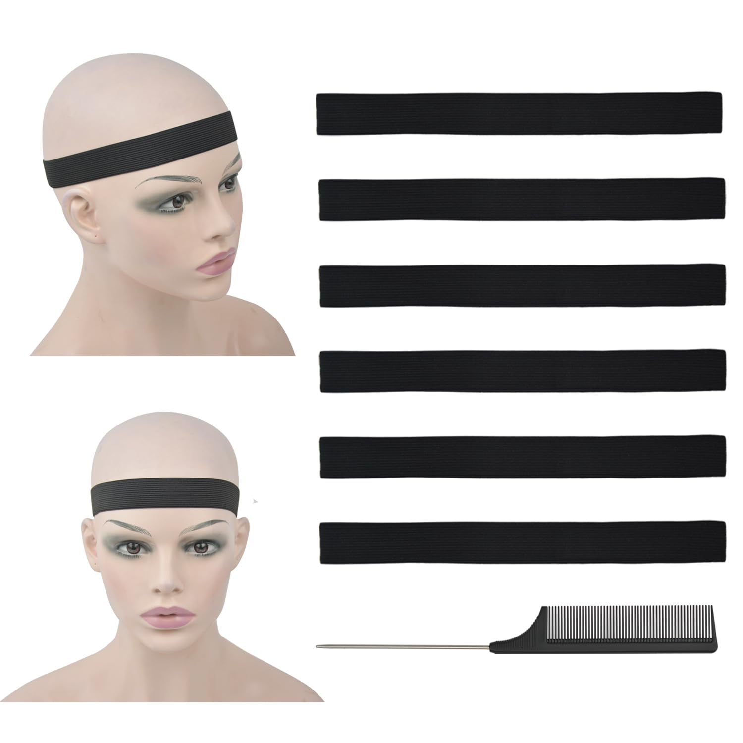 Elastic Melting Band for Wigs Adjustable Headbands to Hold Wig in Place for Making Wigs (6 Pcs Width 1 inch/2.5cm)