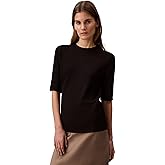 Calvin Klein Jeans Womens Textured Knit 3/4 Sleeve Top