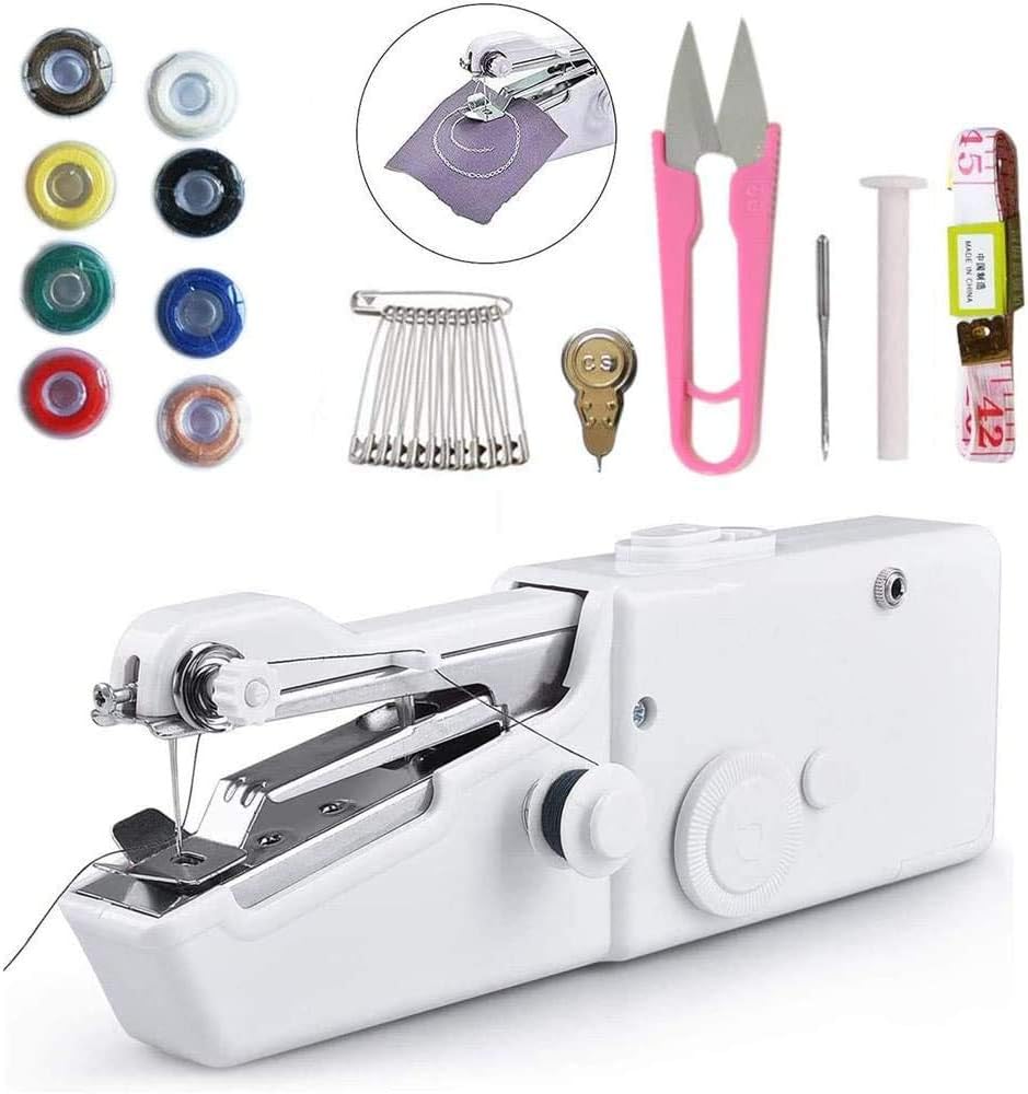 Mini Handnähmaschine Für Unterwegs – Tragbares Näh-Set Für Kleidung, Vorhänge, Jeans & Mehr | Mit Adapter & Aufwickler | Einfach Zu Bedienen