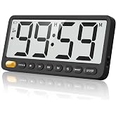 7.6'' Large Digital Kitchen Timer - 99H Countdown and Visual Light Alert | Big LCD Magnetic Timer, 4 Volume, Overtime Tracking, Battery Operated Count-Up Stopwatch for Cooking Gym Classroom