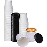 Smygoods White Disposable Paper Coffee Cups with Lids (10 OZ, 25 Count) For Hot Beverages, Tea, Espresso, Cocoa - To Go Drink Containers, Café & Office