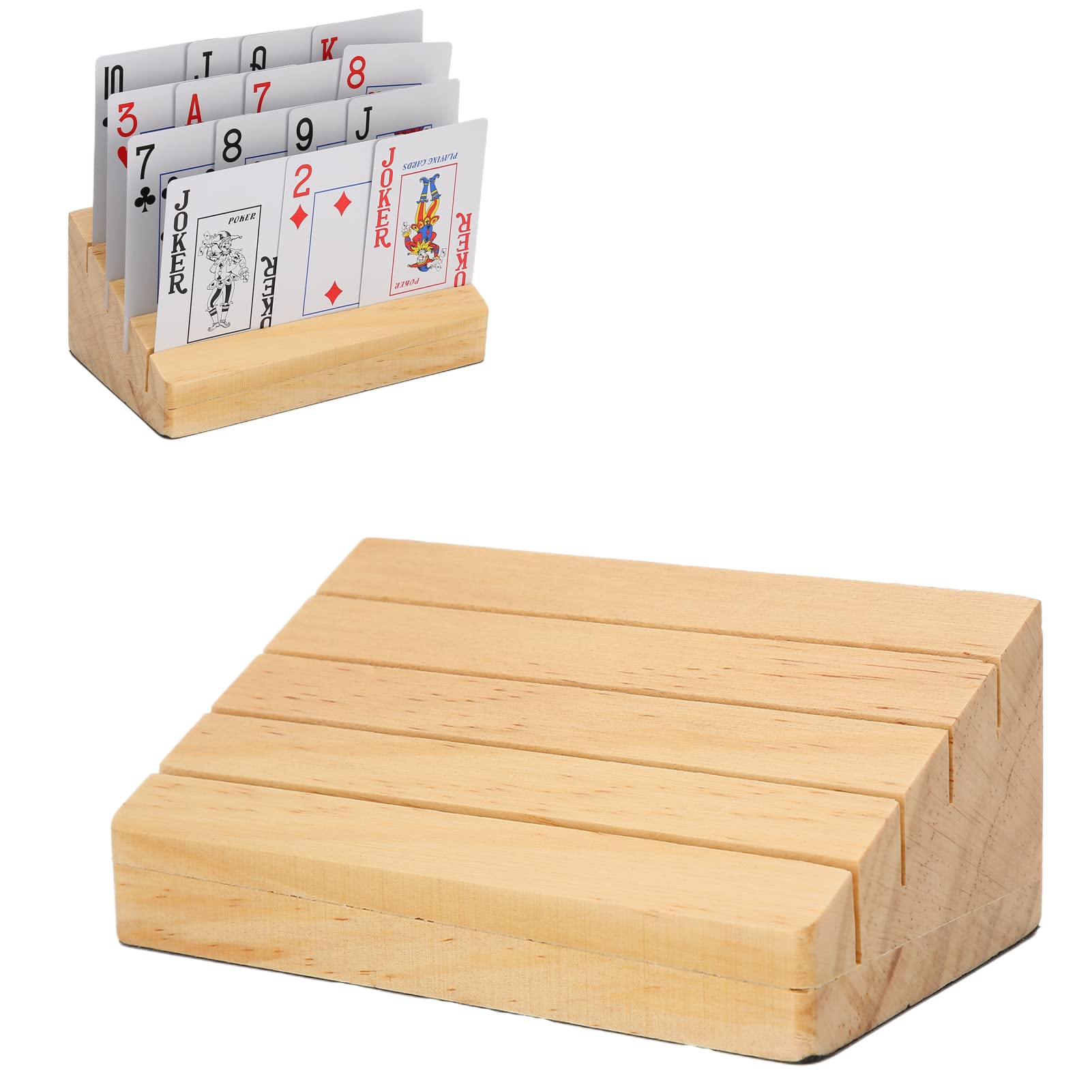 Dioche Card Holders for Playing Cards, Hands-Free Wooden Cards Tray Rack Holder for Playing Cards Card Games Stands Accessory for Adults Seniors