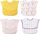 norinori Waterproof Baby Bibs 4 Pack Toddler Feeding Catcher Pocket 6-24M