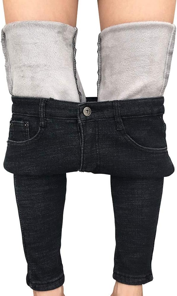 heipeiwa Womens Winter Jeans Thick Skinny Pants Fleece Lined Slim Stretch Warm Jeggings