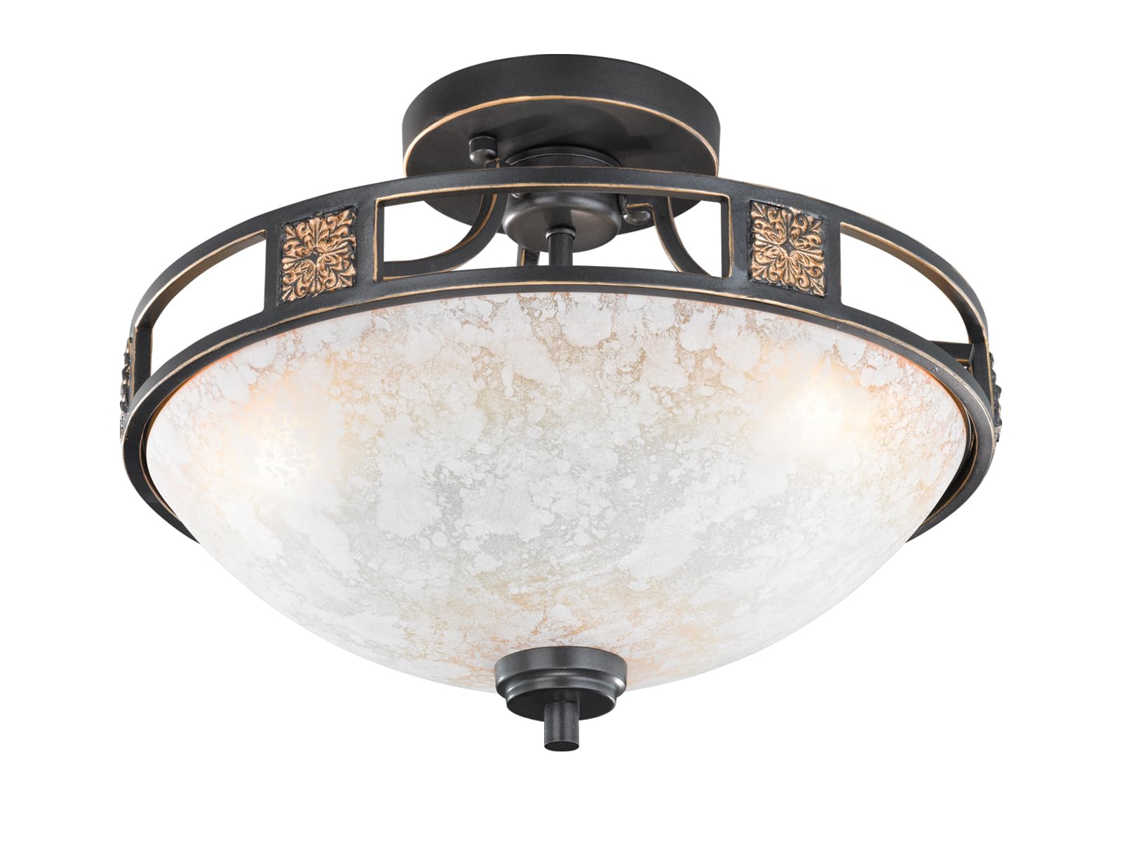 Trio Leuchten Ceiling Light, Metal, Glass Alabaster Colored Champagne