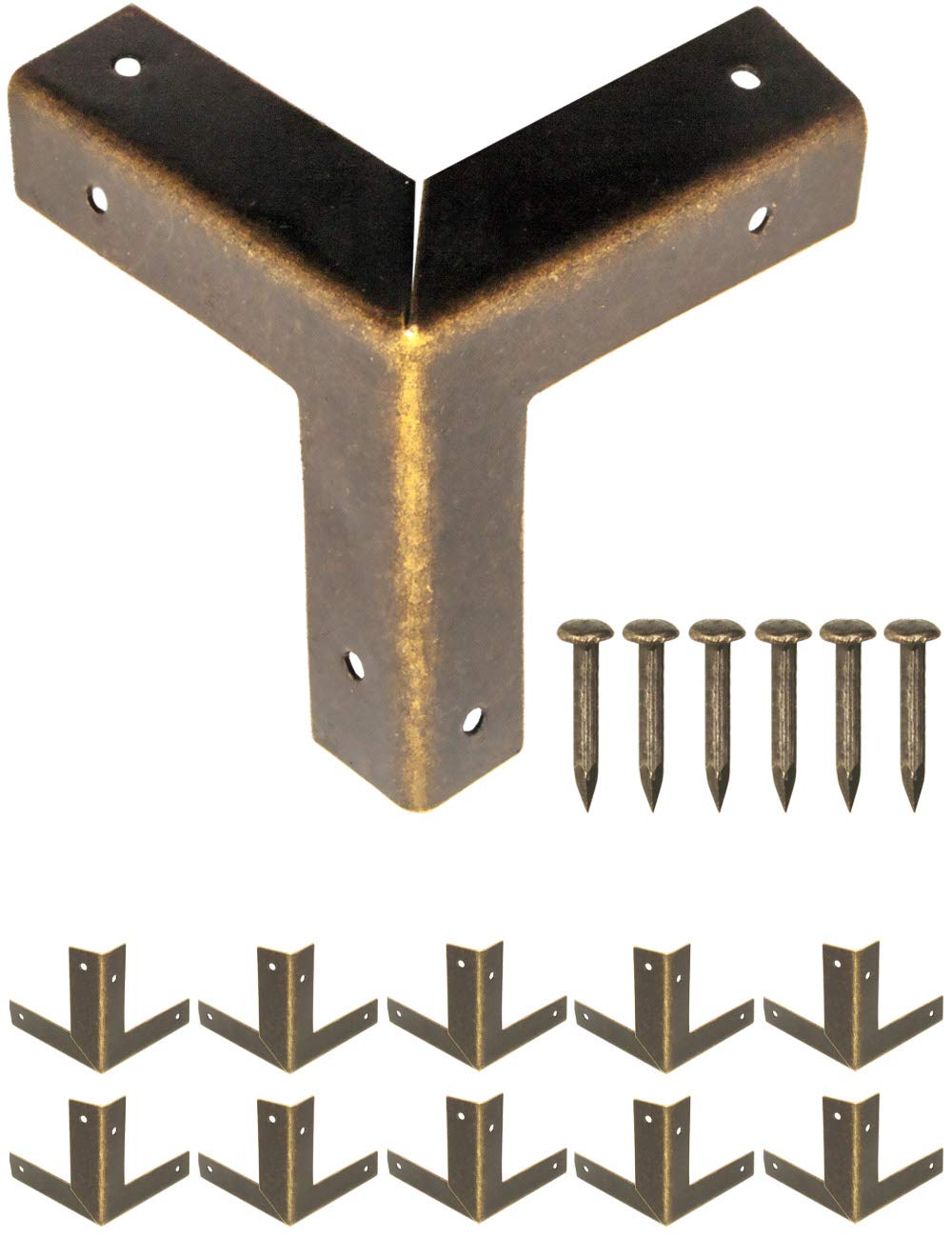 FUXXER 10x Antique Furniture Corner Edge Protector Fittings for Furniture 32x32mm Bronze
