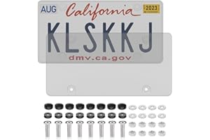 KLSKKJ 2 Pack License Plate Covers, Clear License Plate Protector Unbreakable Plastic Shields Tag Holder Fits Standard US Plate with Screws Caps ﻿