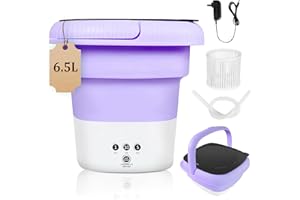 HULKNPEW 6.5L Folding Washing Machine,Portable Washing Machine,Small Washer with 3 Modes Deep Cleaning & Spin-dry,Easy to Carry,Suitable for Apartments, Dormitories, Camping, RV, Travel,Hotels-Purple