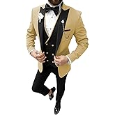 TUXBURNTXZ Mens Suits Slim Fit Suits for Men 3 Piece Tuxedo Wedding Prom Suit Formal Business Fashion