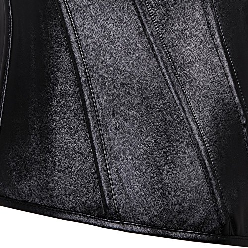 Beauty-You-Donna-Sexy-Corsetto-Bustino-Basco-Lacci-Finta-Pelle-Cerniera-Plus-Dimensioni-Nero-L