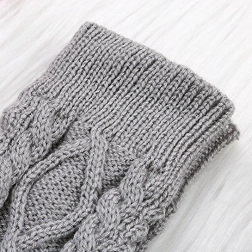 Binmer(TM)Winter Outdoor Fashion Warm Cable Knit Leg Warmers Foot Glove (Light Gray) - Thumbnail 3