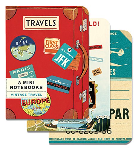 Cavallini Papers & Co Mini Notebooks Vintage Travel  Mini Notebooks Packaged Together As One Set, 4 x 5.3"