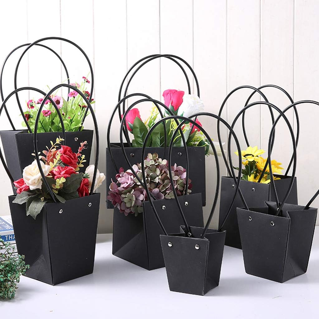 JIDSFIE Easy to Assemble 5pcs Paper Flower Bag Wreaths Flower Box Packaging Decorative Flower Handbag for Promotion, Shopping, Gifts, Advertisement, Packing (A)