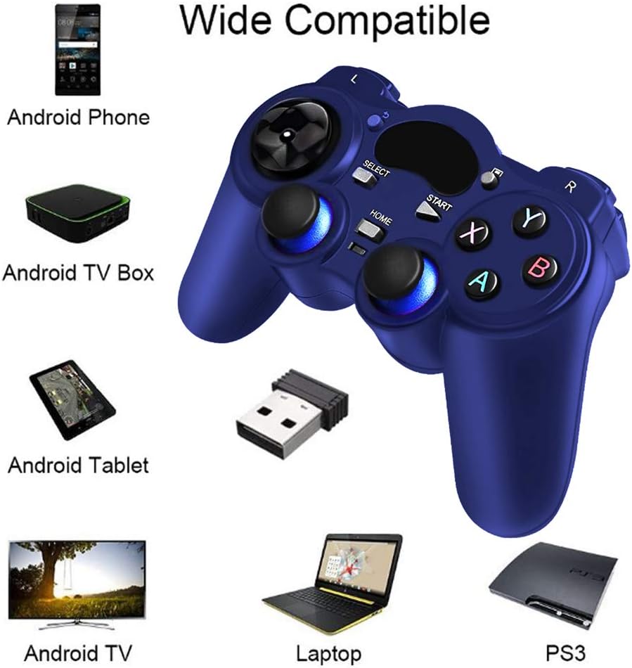 USB Wireless Gaming Controller Gamepad for PC/Laptop Computer(Windows XP/7/8/10) & PS3 & Android & Steam (Blue): Computers & Accessories