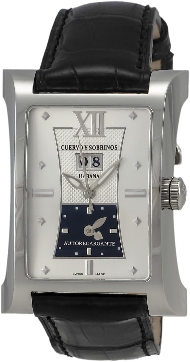 Cuervo Y Sobrinos Esplendidos Dual Time Argente Silver & Black Dial Automatic Watch 2451.1NAL