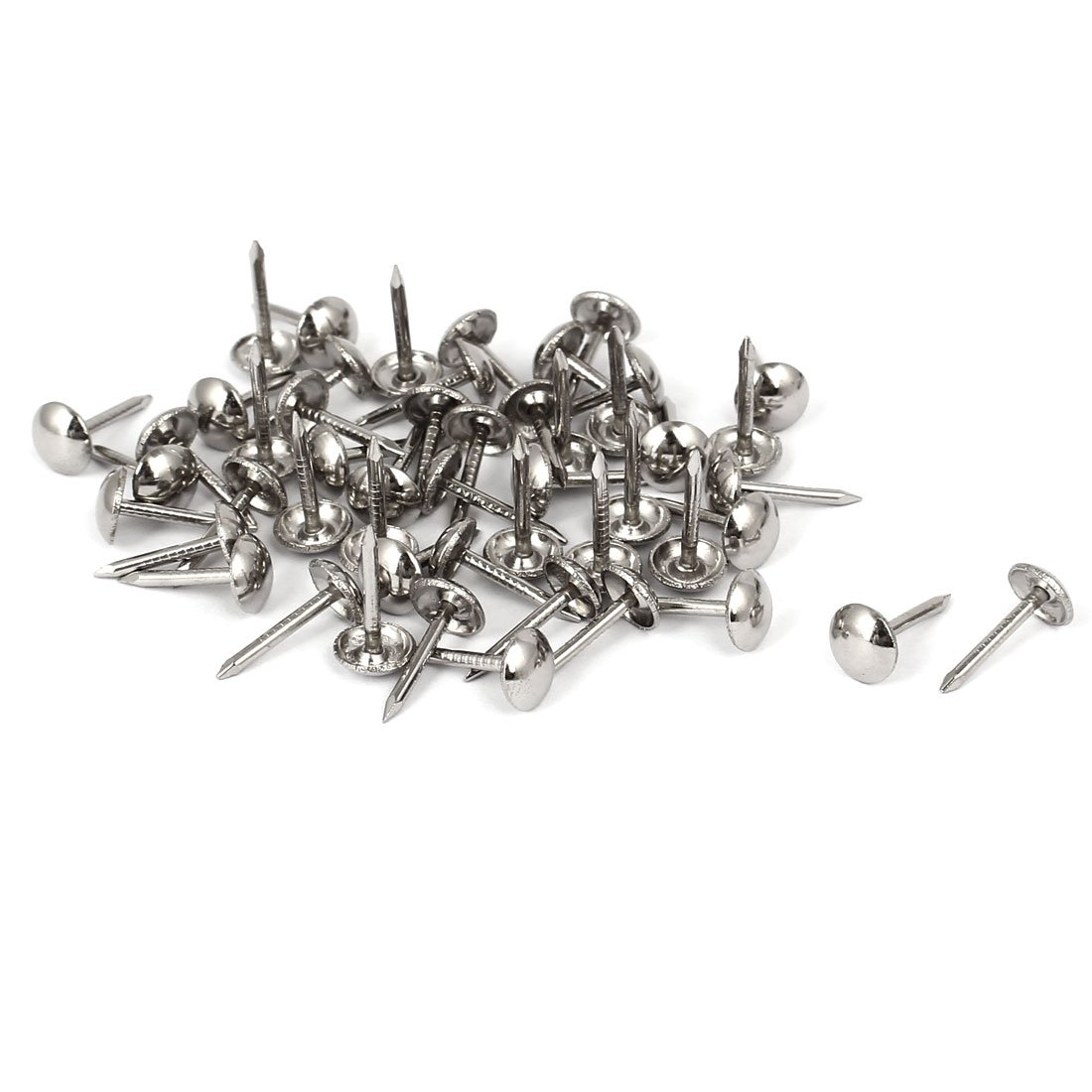 sourcingmap Leather Sofa 7mm x 14mm Round Head Upholstery Tack Nail Silver Tone 50pcs