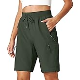 Ksmien Women's Hiking Cargo Shorts Quick Dry Lightweight Summer Shorts with Zipper Pockets for Travel Golf Camping