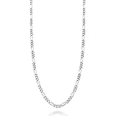 Miabella Italian Solid 925 Sterling Silver, 18K Gold Plated 2.3mm Diamond-Cut Figaro Link Chain Necklace for Women Men, Made in Italy