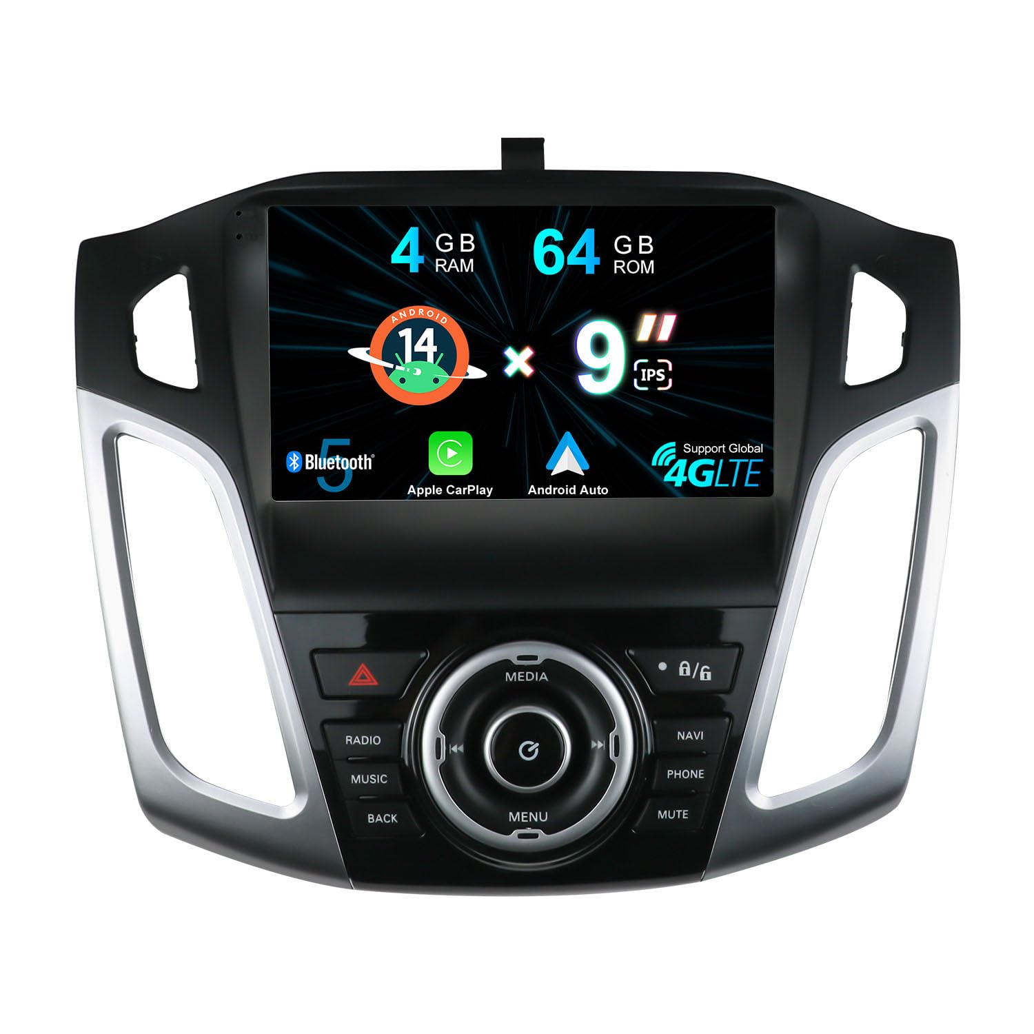 MISONDA 4G+64G Double Din Car Stereo Radio Player Android 14 For Ford Focus 2012-2017 GPS Sat Nav Head Unit With Wireless Carplay DSP WIFI RDS BT5.0 USB AUX