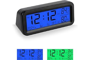 VCYOPN Car Digital Dashboard Clock, Solar Power Rechargeable Vehicle Electronic Clock with Night Backlight, Desk Watch with Day/Date/Temperature Display for Home Bedroom Office