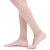 BSERA Calf Compression Sleeve Women, 2 Pairs 15-20mmHg Calf Support Footless Compression Socks Stockings for Shin Splints, Varicose Veins, Recovery (Nude/Skin, Large)