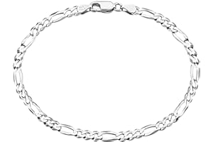 Savlano 925 Sterling Silver Solid Italian Figaro, Rope,Herringbone, Curb, Ball Bead, Snake, Mariner Chain Anklet for Women & Girls, Comes in 0.8mm - 5mm Gift Box