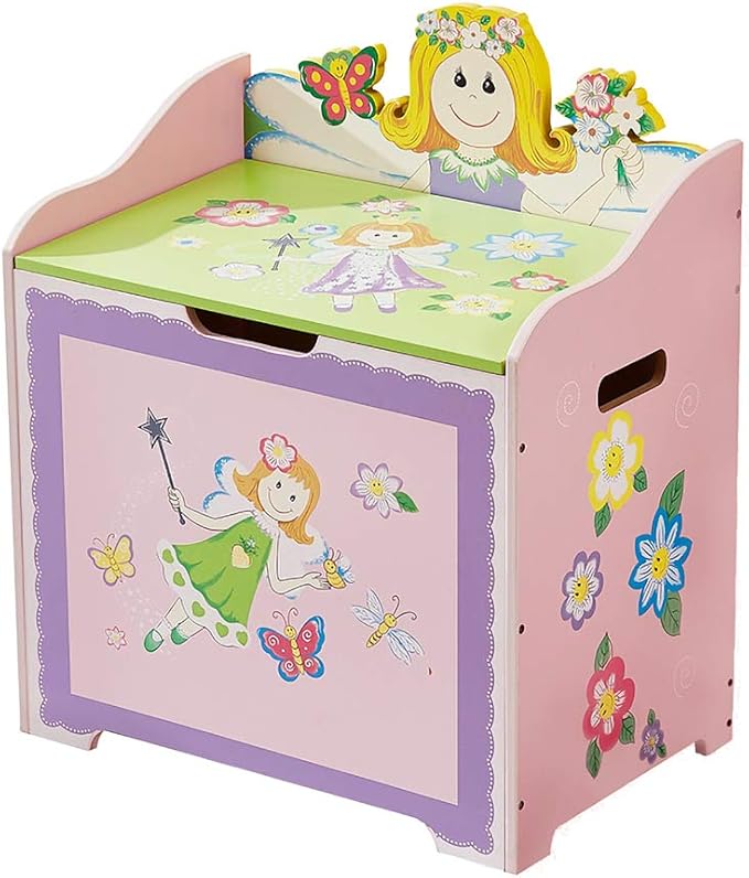 Kids Toy Box Wooden Toys Chest for Girls Bedroom Birthday Gift Children